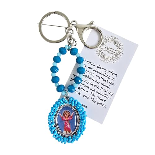 Sabeli Handmade Keychain Clip Holder - Catholic Rosary Bead Prayer - Religious Gifts Men Women - Llavero Catolico Regalo - color: Child Jesus