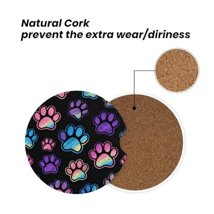 Dog Paw 2 Pack Car Cup Holder Coasters Ceramic Drink Coasters - color: Blue