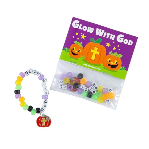 Fun Express 14" Circ. Religious Glow with God Pony Bead Bracelet Craft Kit - Makes 12