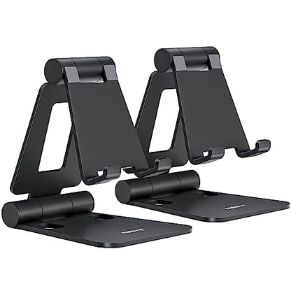 Nulaxy 2 Pack Aluminum Dual Folding Cell Phone Stanr for Desk, Black&Black - color: C-Black