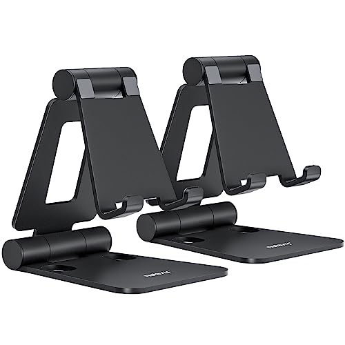 Nulaxy 2 Pack Aluminum Dual Folding Cell Phone Stanr for Desk, Black&Black - color: C-Black