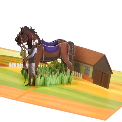 3D Pop Up Interesting Cards for men - horsemanship Greeting Card - color: Equitation