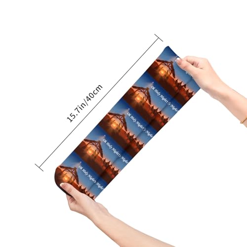 Christian Christmas Nativity Scene O Holy Night Sock Womens Short Stockings Casual Sport Crew Socks for Women Men - color: Red