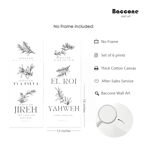 Christian Hebrew Names of God Wall Art Bible Verse Scripture Canvas Wall Decor Art Minimalist Jesus Pictures Modern Christian Poster Artwork Bible Verse Prints for Room 12x16 Inch Unframed Set of 6 - color: Nissi Leaf Art, size: 12x16 Inch Unframed
