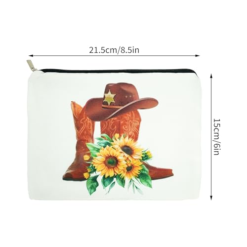 1 Pcs Western Cowboy Makeup Bag, Cowboy Boot Themed Cosmetic Pouch Portable Travel Toiletry Bag Western Style Gift for Women 8.5x6in (Western Cowboy) - color: Western Cowboy