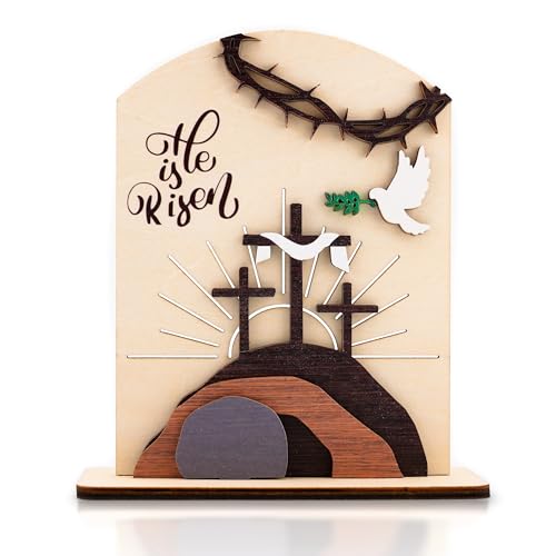 He is Risen Easter Resurrection Decor - Easter Decorations for Home - Empty Tomb Religious Resurrection Set Decoration for Table, Desk, Home