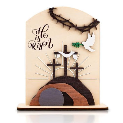 He is Risen Easter Resurrection Decor - Easter Decorations for Home - Empty Tomb Religious Resurrection Set Decoration for Table, Desk, Home