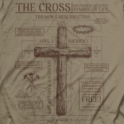 Kerusso Unisex Christian Crewneck Short Sleeve Graphic T-Shirt Cotton Cross Blueprint - size: X-Large