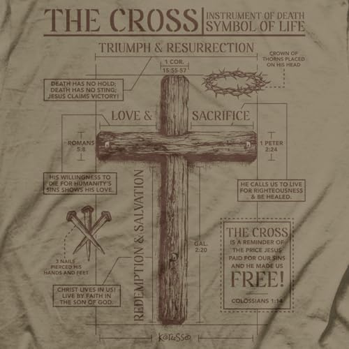 Kerusso Unisex Christian Crewneck Short Sleeve Graphic T-Shirt Cotton Cross Blueprint - size: Medium
