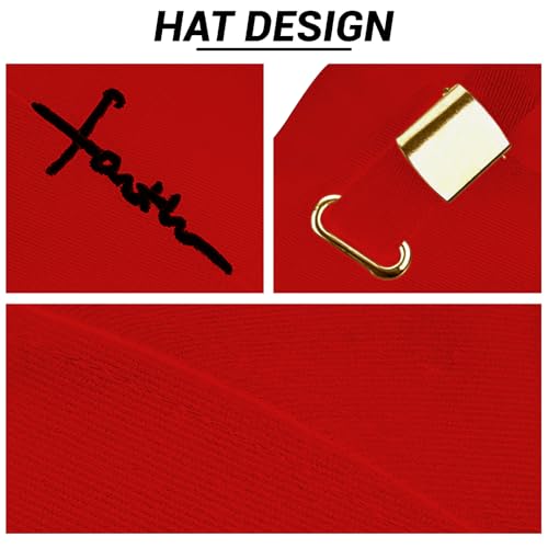 3D Embroidered Christian Hat for Men & Women, Jesus Faith Cross Hat, Religious Gifts for Christians Clothes - color: Faith Design-red