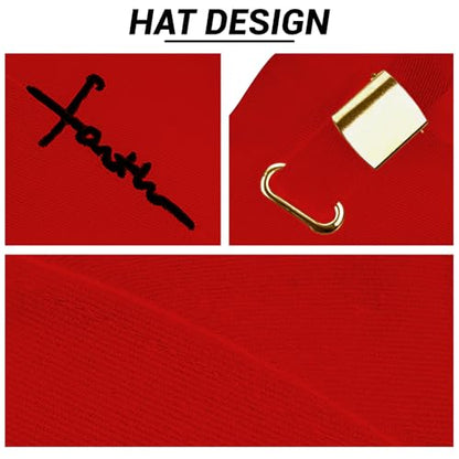 3D Embroidered Christian Hat for Men & Women, Jesus Faith Cross Hat, Religious Gifts for Christians Clothes - color: Faith Design-red
