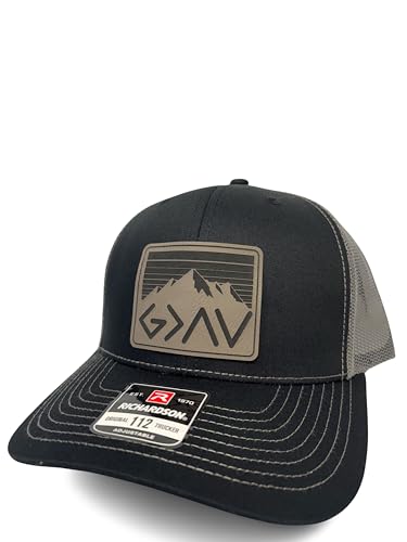 God is Greater Than The Highs and Lows Trucker Hat Women's Hat All Black Sun Hat Men Gifts for Girlfriends Cool Cap - color: Black-grey