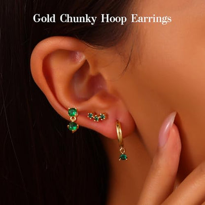 18K Gold Plated Hoop Earrings for Women, NICKEL-FREE & HYPOALLERGENIC, Timeless Jewelry Gift - color: Gold-D