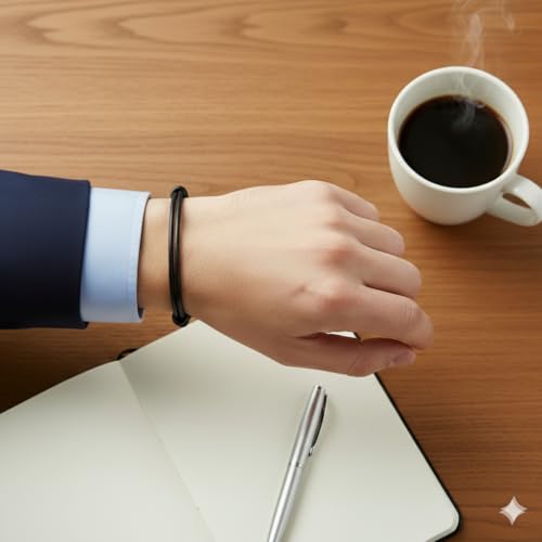 GENIQUE Real/Genuine Leather Bracelet for Men, Adjustable Mens Leather Bracelet, Leather Cord Bracelet - style: Sliding Knot Black