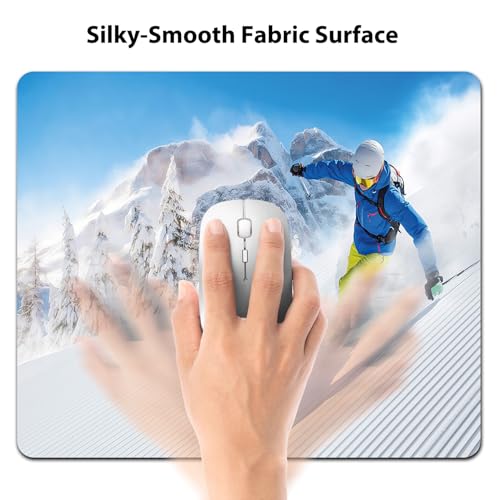 Skier Skiing Downhill Mouse Pad, Extreme Winter Mountains Sports Desk Mat - color: Cute Colorful Art Rec33