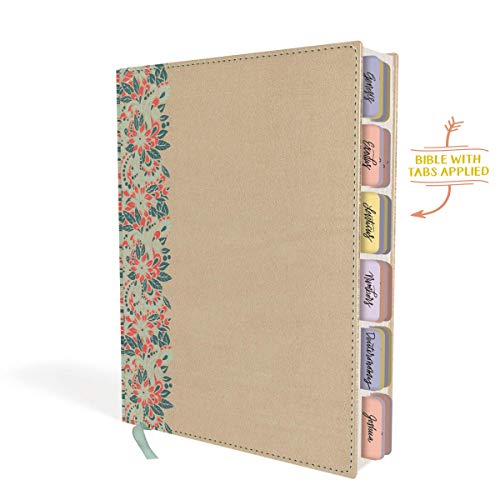 NIV, Beautiful Word Bible, Updated Edition, Peel/Stick Bible Tabs, Leathersoft over Board, Gold/Floral, Red Letter, Comfort Print: 600+ Full-Color Illustrated Verses