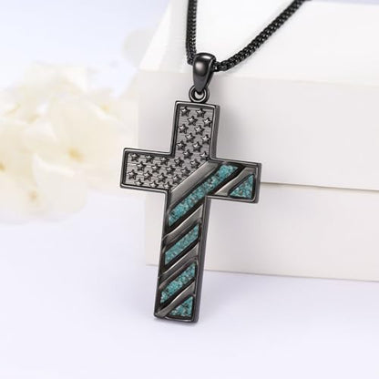 American Flag/Eagle/Star Necklace for Women 925 Sterling Silver Silver/Gold/Black American Flag Pendant 4th of July Jewelry for Wife Sister Girlfriend - color: Black-2