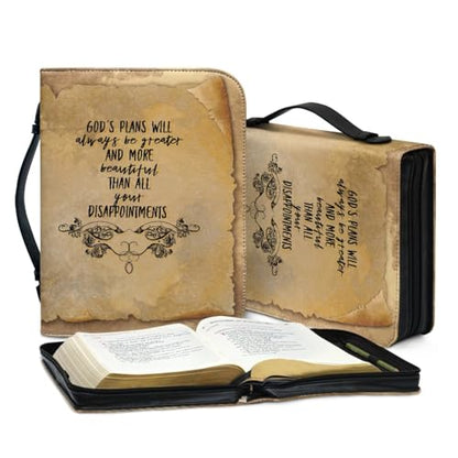Classic Bible Cover for Women Girls Large PU Leather Bible Carrying Case Bag Scripture Book Bag Protective Stylish Church Carrying Bag, Brown - color: Brown Print, size: 2X-Large
