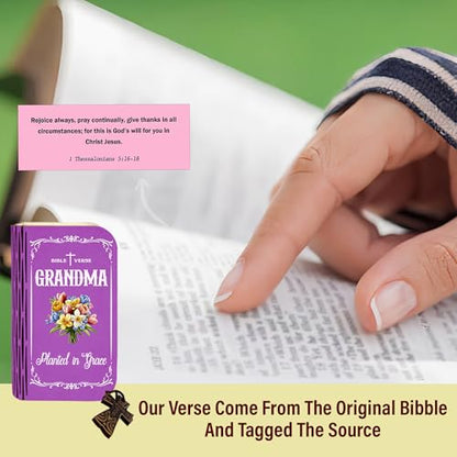 Bible Verse Box for Grandma – 150 Inspirational Scripture Cards in Wooden Box for Stress, Love, Peace & Tiredness – Christian Gift for Women - color: Grandma Bible