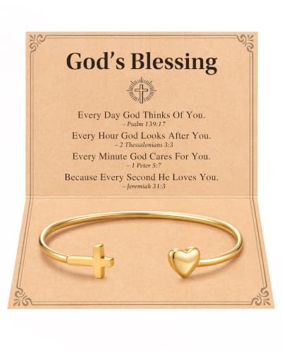 Cross Bangle Bracelet for Women Teen Girls Christian Jewelry Gifts - style: God's Blessing