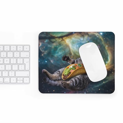 Mousepad Funny Cat Taco Space Galaxy Humor Cute Cat Floating with Taco Cosmic Desk Accessory Colorful Office Computer Mouse pad Son Gift Mexican Food Taco Lover Presents - color: Cat Taco