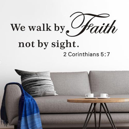 VODOE Scripture Wall Stickers for Church: Apply in Under 30 Min - color: We Walk By Faith Not By Sight, size: Small