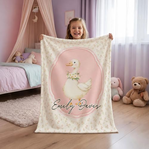 Personalized Goose Baby Blanket, Floral Nursery Throw Gift - color: #Ver6