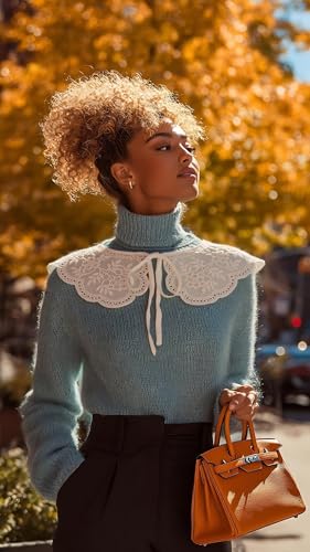 White Lace Detachable Fake Collar for Women Summer Dresse and Shirt - style: Orchid
