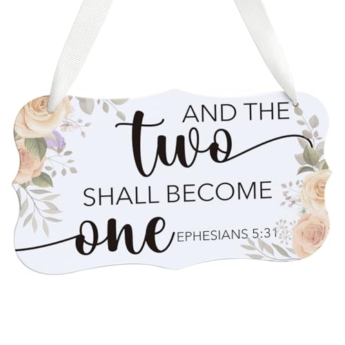 HDHBP And The Two Shall Become One Wall Decor Christian Wedding Wall Decor Christian Wedding Decor Bible Verse Engagement Anniversary Acrylic wall Sign - color: and the two shall become one