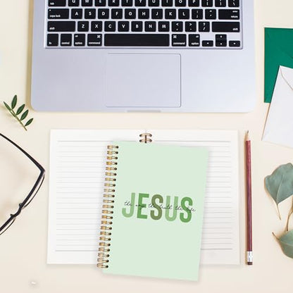 Boho Christian Notebook Journal, Christian Gifts for Women, Bible Notebooks for Note Taking, Bible Journaling Notebook, Jesus the Way the Truth the Life Hardcover Spiral Notebook 5.5x8.3 green - color: white Bible-monotonous jesus green