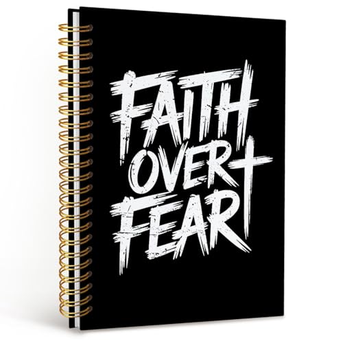 CFFJLHN Faith Over Fear Christian Notebook, Bible Journal, Prayer Journal for Women & Men, Church Notes Journal, Scripture Hardcover Spiral Notebook 5.5x8.3 in - color: 11
