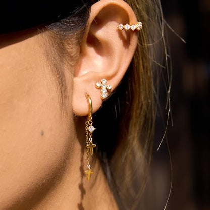 Gold Dangle Earrings for Women，Tassel Hoop Earrings with Charms - color: B