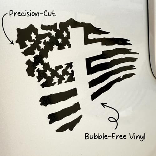 GRITKULTURE American Flag with Cross Vinyl Decal Sticker for US Christian Cars, Trucks, Laptops, Jesus, Window Decal Sticker Police Thin Blue Line (Black) - color: Black