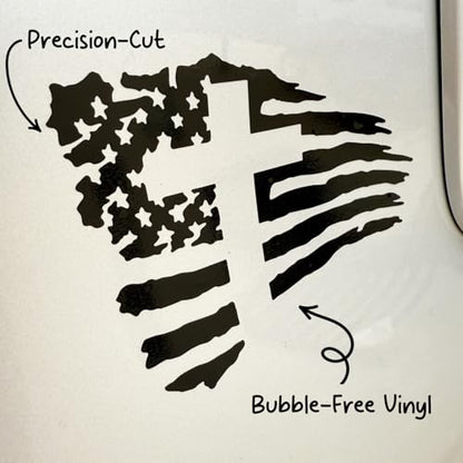 GRITKULTURE American Flag with Cross Vinyl Decal Sticker for US Christian Cars, Trucks, Laptops, Jesus, Window Decal Sticker Police Thin Blue Line (Black) - color: Black