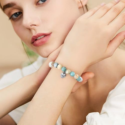 VIBILIA Cross Beaded Bracelets for Women, Birthday Gifts - color: C 2. Heart - Amazonite