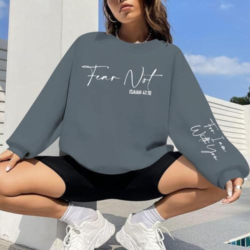 KEEVICI Christian Jesus Faith Sweatshirts for Women Religious Bible Verse God Sweatshirt Graphic Inspirational Cotton Hoodies - color: Deep Gray, size: XX-Large