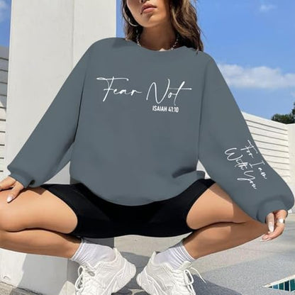 KEEVICI Christian Jesus Faith Sweatshirts for Women Religious Bible Verse God Sweatshirt Graphic Inspirational Cotton Hoodies - color: Deep Gray, size: XX-Large