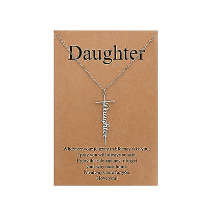 Lcherry Birthday Gifts for Grandma Mom Daughter Teacher Cross Necklace for Women Christian Necklaces Religious Gifts Jewelry for Women Mother's Day - style: Daughter