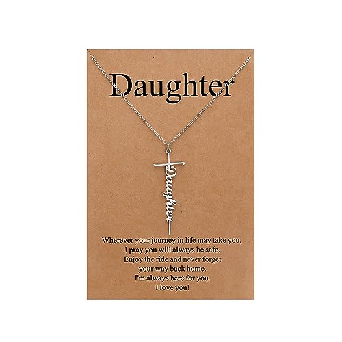 Lcherry Birthday Gifts for Grandma Mom Daughter Teacher Cross Necklace for Women Christian Necklaces Religious Gifts Jewelry for Women Mother's Day - style: Daughter