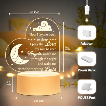 Baptism Gifts for Girl Boy, Cozy Baby Nursery Night Light for Bedtime Prayer, Baby Christening Gifts for Boys Girls Kids, Dedication Baptismal Confirmation Gifts, Baby Room Decor, Baptism Decorations