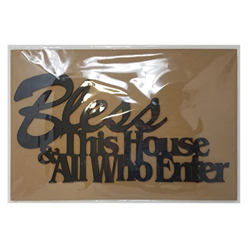 Inspirational Word Art, Christian Faith Biblical Verse Wall Sign, Hand-Made Wooden Decoration Plaque for Home, Office, Church (Bless_This_House_And_All_That_Enter) - color: Bless This House And All That Enter