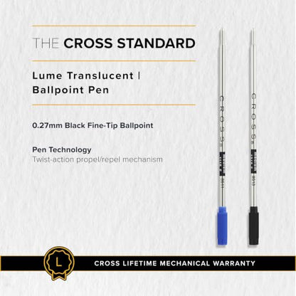 Cross Lume Translucent Translucent Pink Sapphire Resin Ballpoint Pen - Gold-Tone PVD Appointments - Black Fine-Tip Ballpoint - 0.27mm Line Width - Lifetime Mechanical Warranty - color: Pink