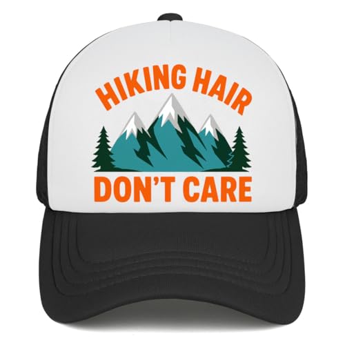 Funny Trucker Hats for Women Pink Black Men Funny Humor Hat for Girls Humor Hats - color: Hiking Hair Don't Care