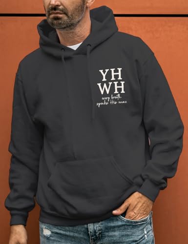 Christian Sweatshirt Women Men YHWH Hoodie Shirt Jesus Faith Inspirational Funny Letter Printed Graphic Pullover Tops - color: Black, size: Large