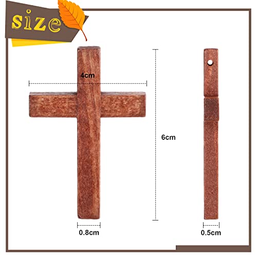 meekoo Natural Wooden Cross Bulk Pendants Mini Cross Beads Bulk for DIY Crafts Jewelry Making - color: Red Coffee, size: 1.57 x 2.36 x 0.2 Inch