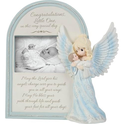 Precious Moments Baptism Picture Frame | May God Send His Angels To Watch You And Guide You Resin/Glass Photo Frame | Baptism Gift | Baby Gift | 3" x 4" Photo