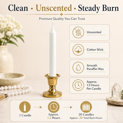 Dinil White Spell Candles, 4 Inch Mini Chime Candles, Set of 20 - color: White, size: 20 Pack