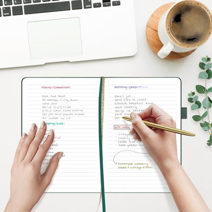 &And Per Se Lined Hardcover Notebook – A5 5.7"x8" College Ruled, 160 Pages, 100gsm Thick Paper – Aesthetic Journal for Women, Gift-Ready Planner, Everyday Writing Notebook (Celestial Green) - color: d.Celestial Green, style: Lined with Pattern