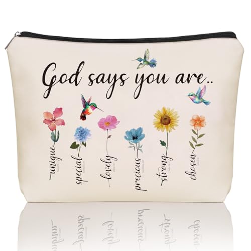 Christian Gifts for Women Girls, God Says You Are Bible Verse Makeup Bags. - style: God