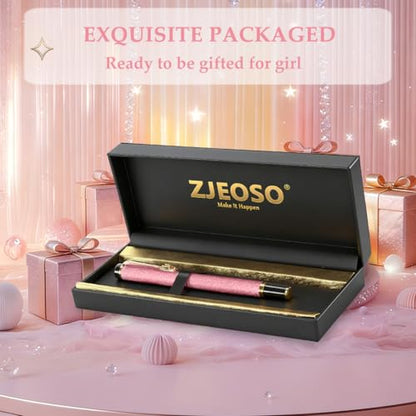 Fancy Pens for Women, Nice Rollerball Pens with Dragon Design, Elegant Gift Pen, Office & Signature Writing Pen, Refillable Black Ink Business Pen (Pink) - color: Pink